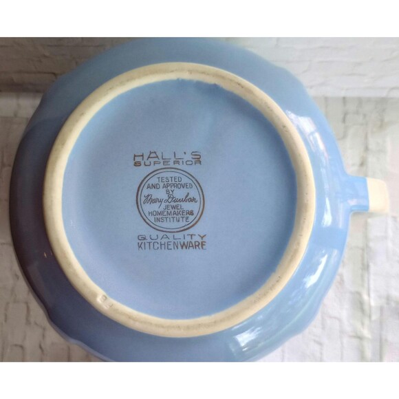 Vintage Halls Superior Quality Kitchenware Blue Morning Glory Coffee Pot Damaged - Picture 6 of 7